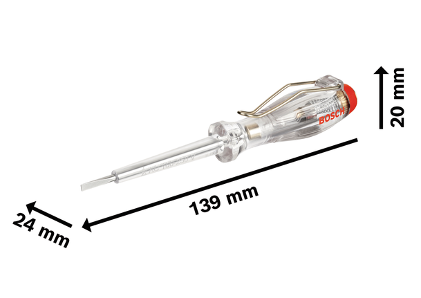 جهاز اختبار الطور أحادي القطب من Bosch SL3x65 مع القياسات.